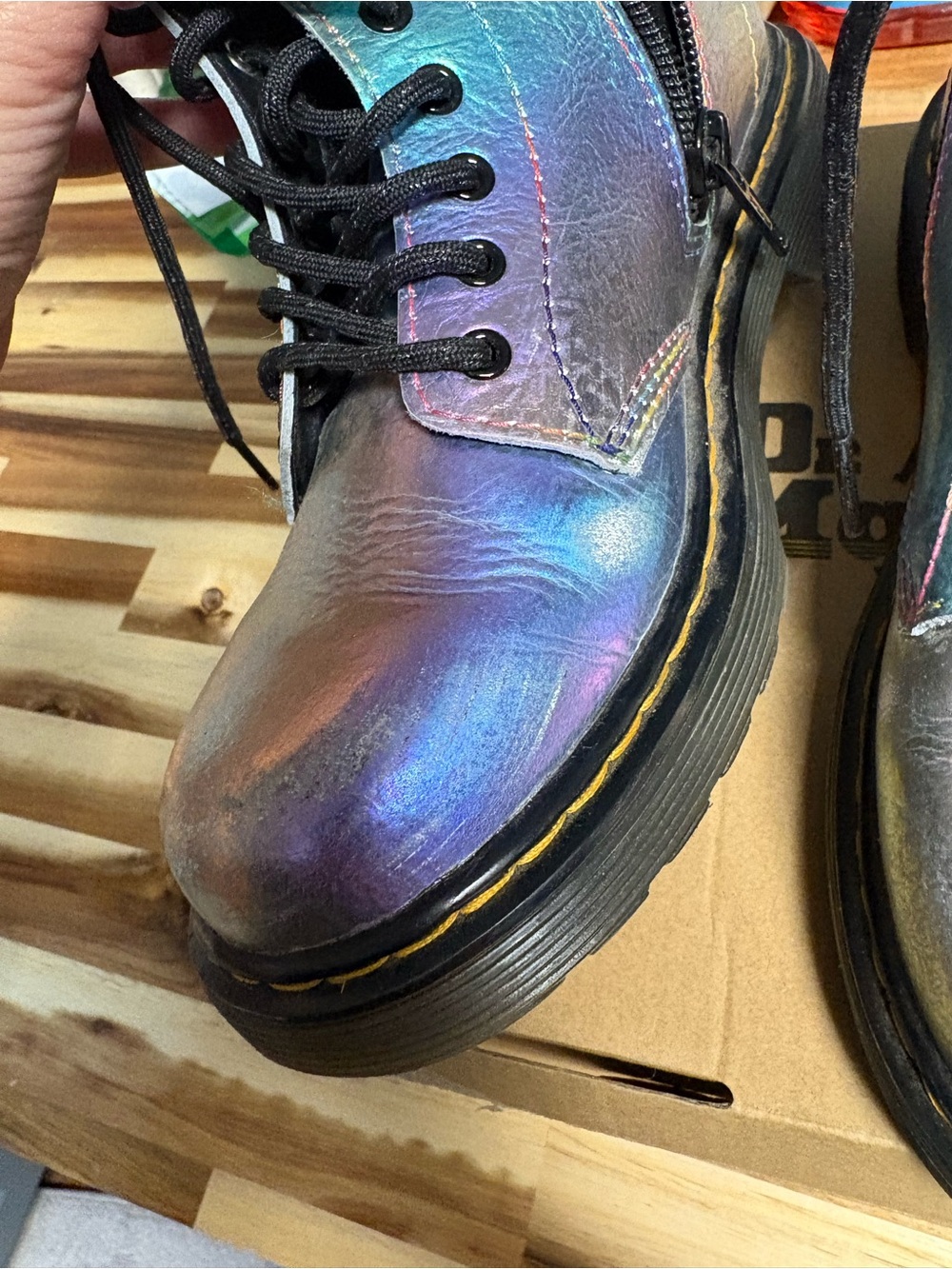 Dr. Martens Kids Iridescent Rainbow Crinkle Lace-Up Boots - Picture 6 of 15